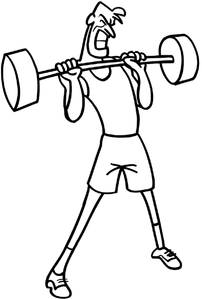 Man lifting weights vinyl sticker. Customize on line. Sports 085-1372